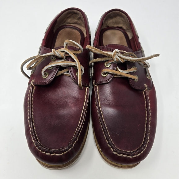 FRYE SULLY BOAT SHOES SLIP ON LOAFERS BURGUNDY LEATHER MEN SIZE 9 NAUTICAL FALL - Picture 2 of 15